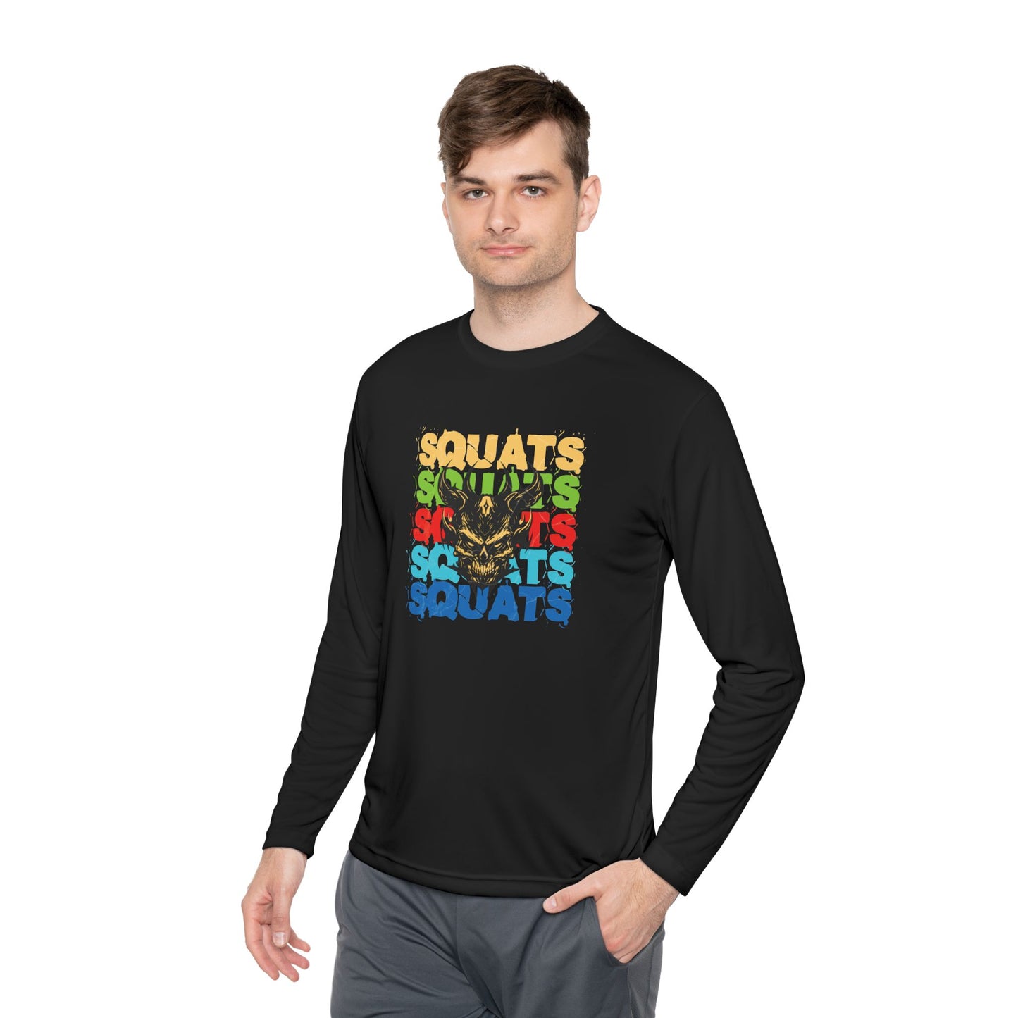 Squats Motivational Unisex Long Sleeve Tee, Fitness Gift, Gym Apparel, Activewear, Workout Clothing, Sports Tee