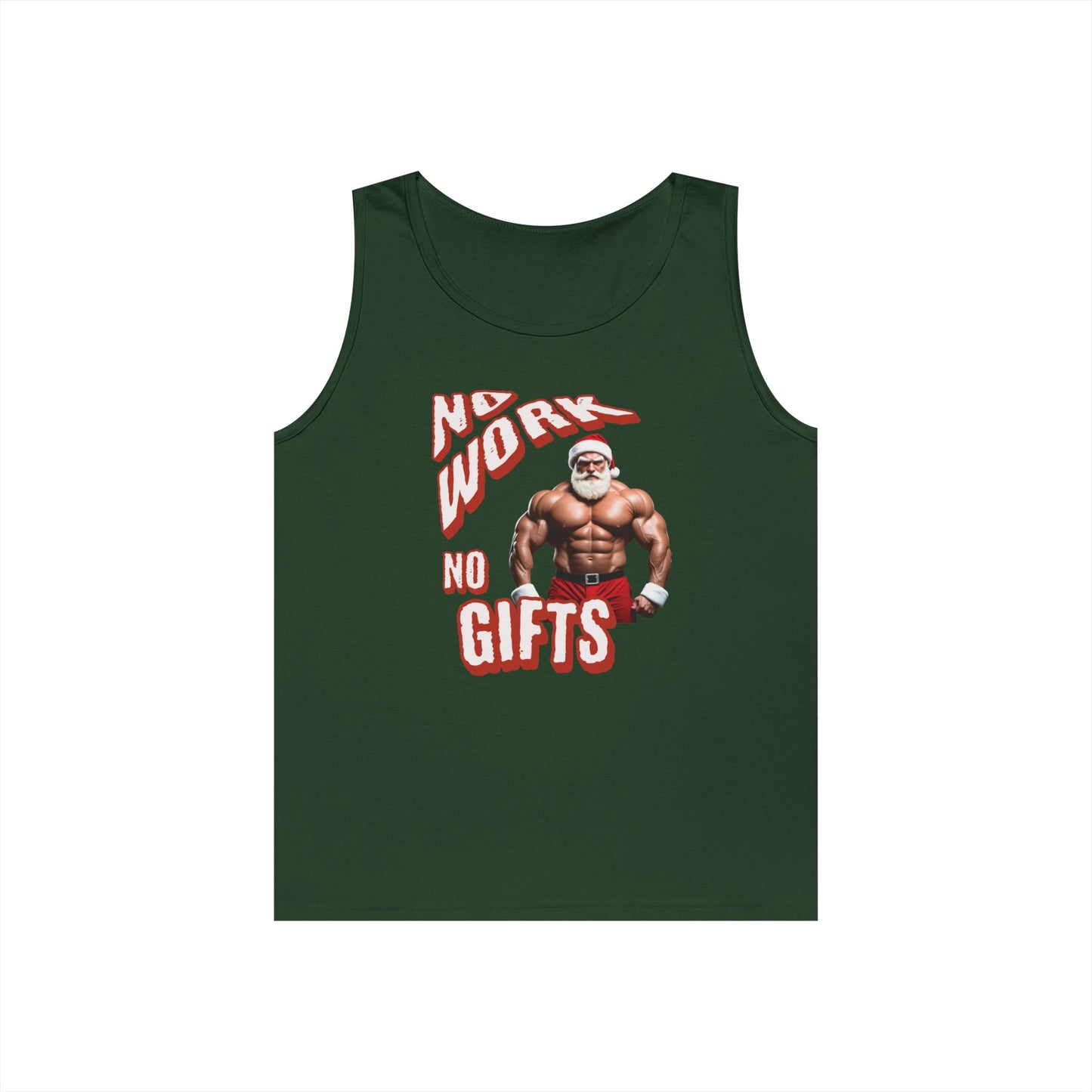 No Work, No Gift Santa Claus Unisex Heavy Cotton Tank Top, Celebrate the Season in Style