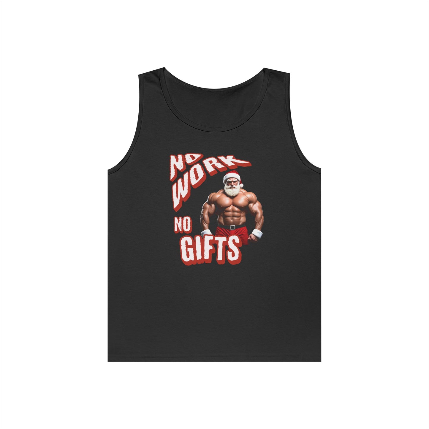 No Work, No Gift Santa Claus Unisex Heavy Cotton Tank Top, Celebrate the Season in Style