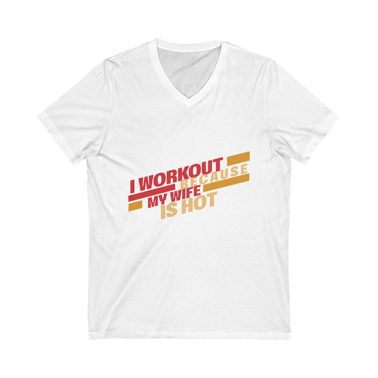 Wife & Husband Vibes: Unisex Jersey Short Sleeve V-Neck Tee. WIFE