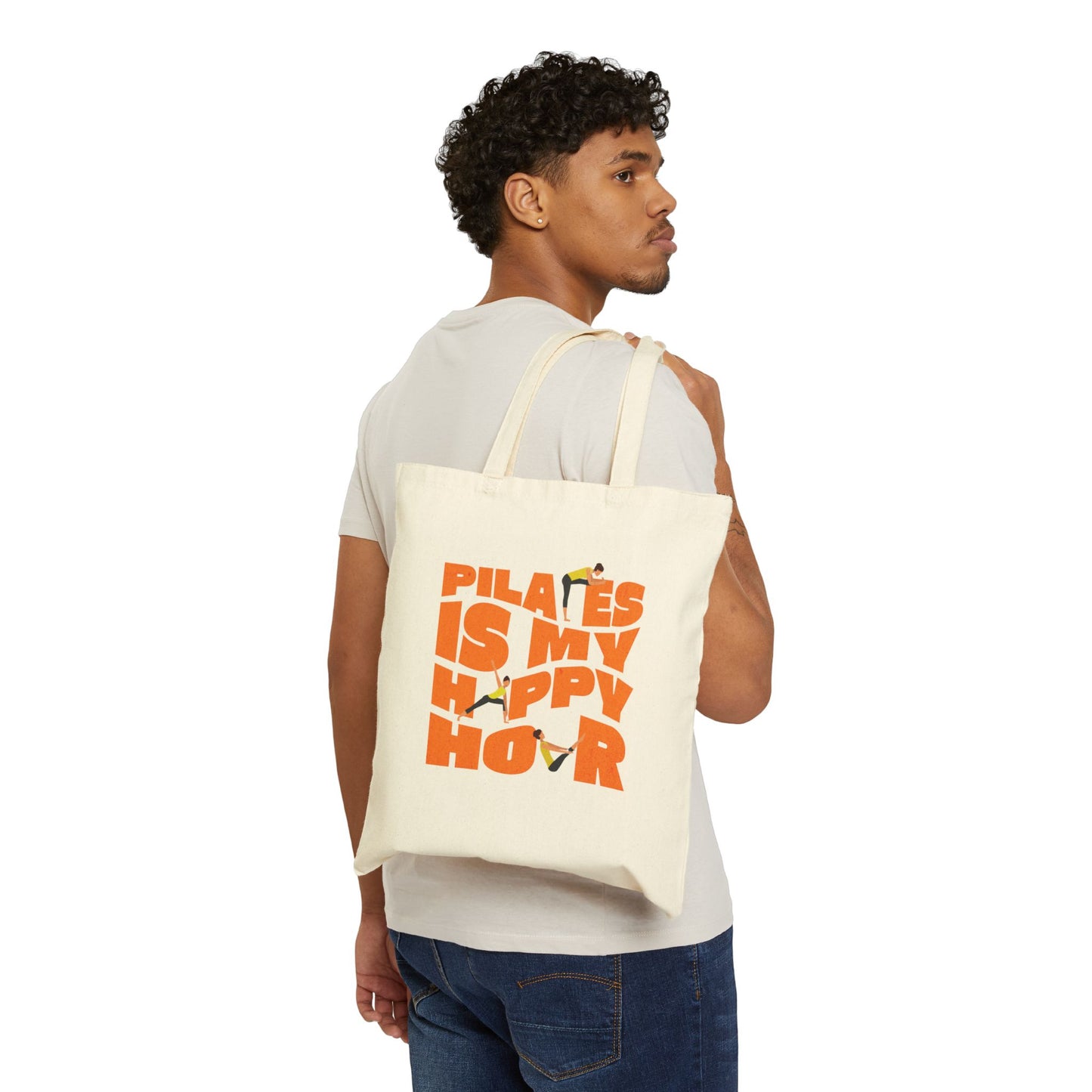 Pilates Canvas Tote Bag - Eco-Friendly Gym Bag, Workout Tote, Fitness Gift, Pilates Lover's Accessory, Stylish Reusable Bag