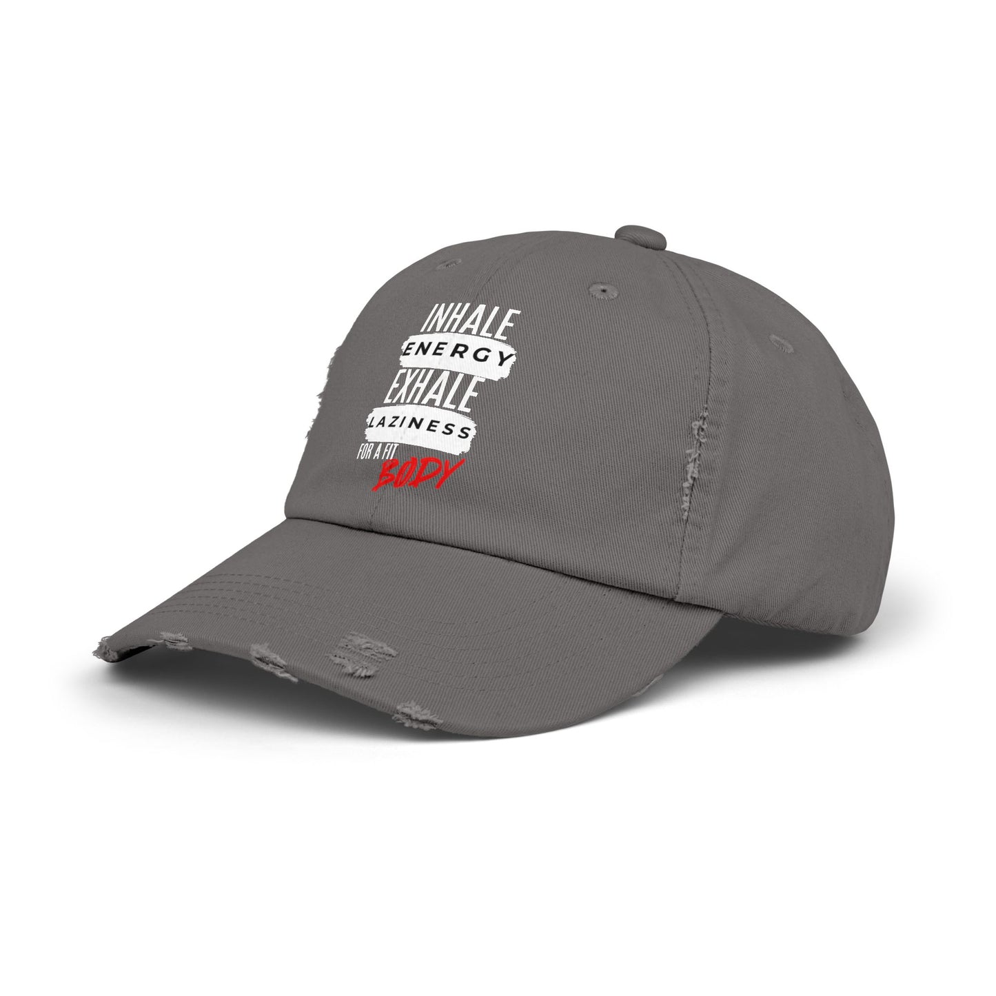 Inhale Energy, Exhale Laziness: Unisex Distressed Cap